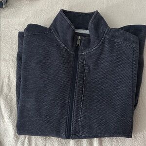 Duluth Trading Co Full Zip Outdoors Sweatshirt Large Navy Blue Cotton Blend